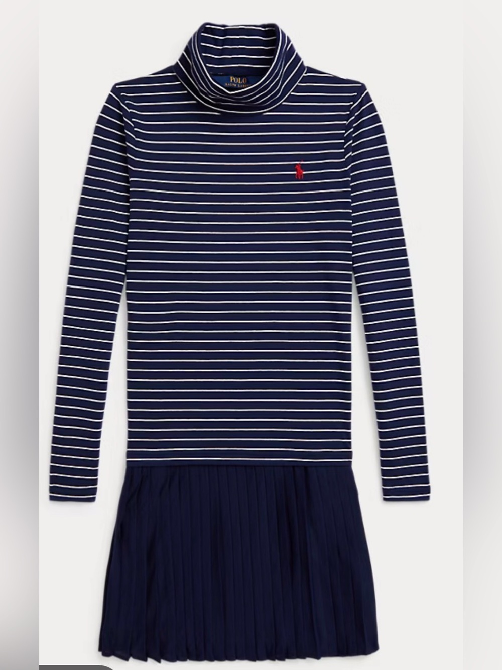 Polo by Ralph Lauren Girls' Navy Stripe Turtleneck Dress NWT SZ 16 XL (kids)